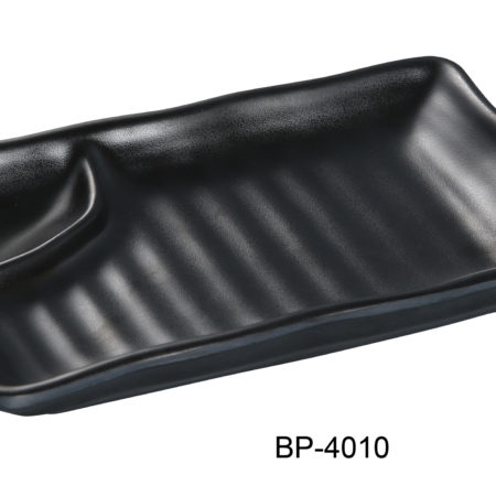 Yanco BP-4010 Black Pearl-2 New Compartment Plate, 10" Length, Melamine, Black Color with Matting Finish, Pack of 24