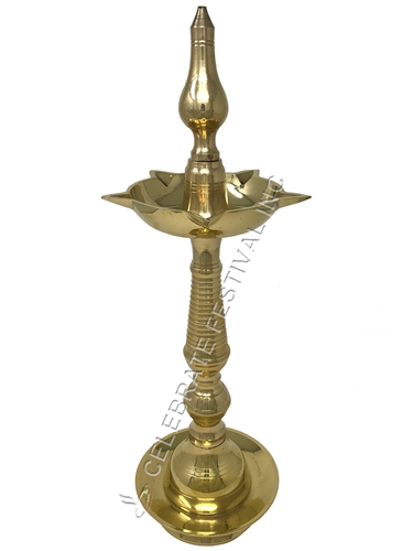 Kerla Fancy - BRASS OIL LAMP 12" tall - made available by Celebrate Festival Inc