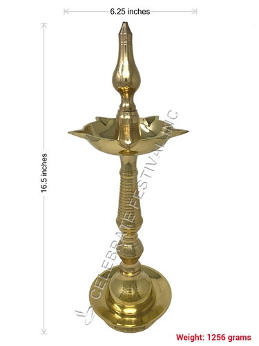 Kerla Fancy - BRASS OIL LAMP 16" tall - made available by Celebrate Festival Inc