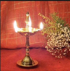 Kerla Fancy - BRASS OIL LAMP 20" tall - made available by Celebrate Festival Inc