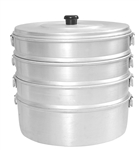 Aluminum Steamer Set 10.5" Diameter, 4 Compartments - good to cook Momos, Corn, Dimsum and more
