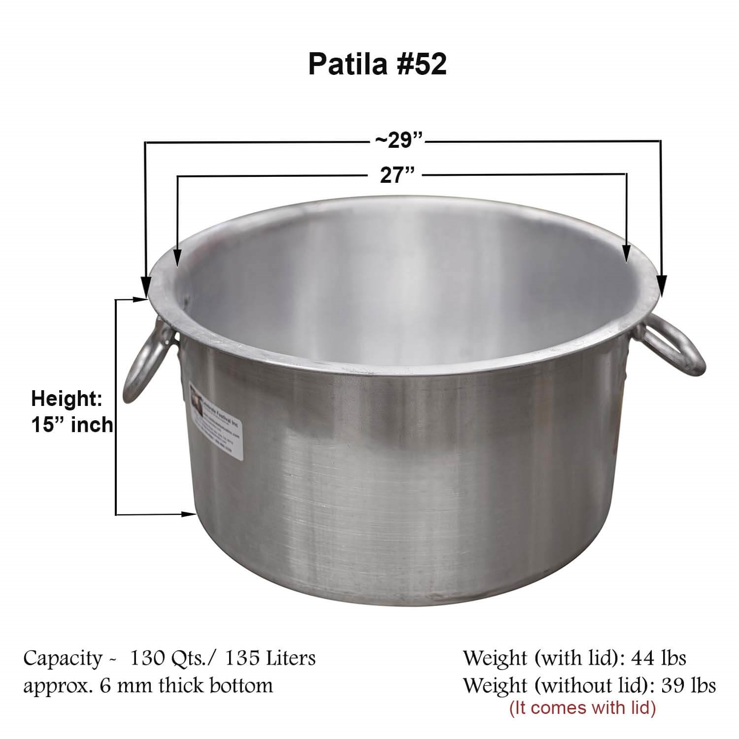 Indian Restaurant style Aluminum Sauce Pots (Patila) # 48 — Nishi