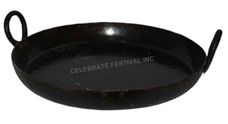 Iron Jalebi Kadai / flat wok-18" dia/ 248 oz capacity  - Made available by Celebrate Festival Inc
