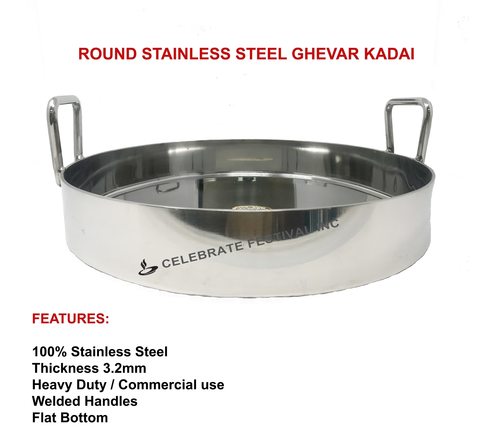 Round Stainless Steel Kadai
