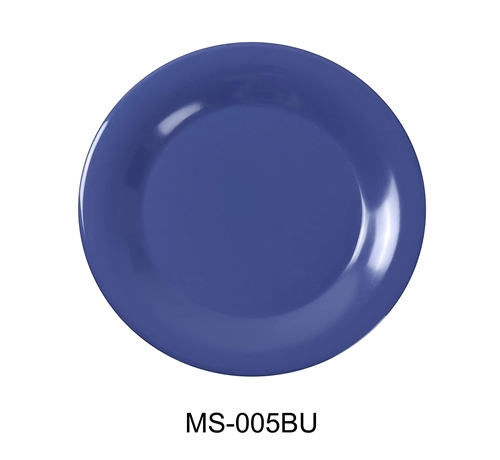 Yanco MS-005BU Mile Stone Wide Rim Round Plate, 5.5" Diameter, Melamine, Blue Color, Pack of 48 - by Celebrate Festival Inc