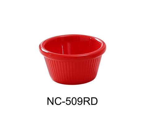 Yanco NC-509RD Accessaries 2 OZ FLUTED RAMEKIN, 3" Diameter, 1.375" Height, Melamine, Red Color, Pack of 72 ( 6 Dz )