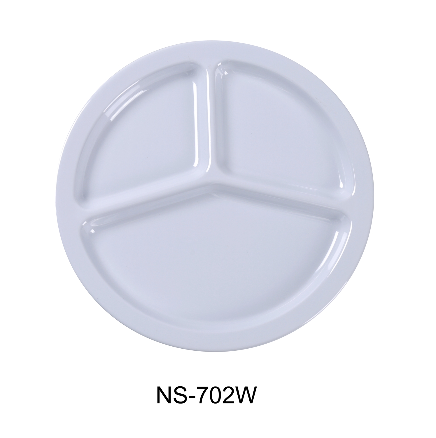 Yanco NS-702W Nessico 3-Compartment Plate, Melamine, White Color - by Celebrate Festival Inc