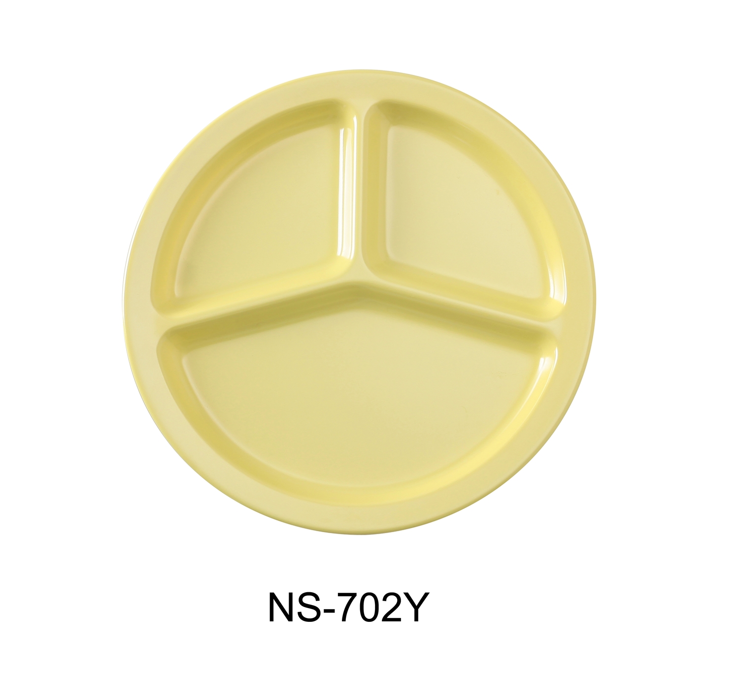 Yanco NS-702Y Nessico 3-Compartment Plate, Melamine, Yellow Color - by Celebrate Festival Inc