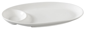 Yanco PS-2011 Piscataway Series Oval Compartment Plate, 11" x 5.75", Porcelain, Bone White, Pack of 12 - by Celebrate Festival Inc