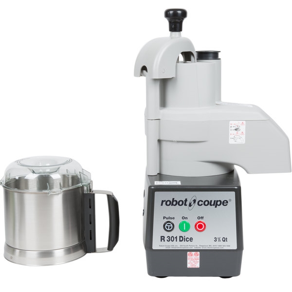 Robot Coupe R2N Combination Food Processor with 3 Qt. / 3 Liter Gray Bowl,  Continuous Feed & 2 Discs - 1 hp