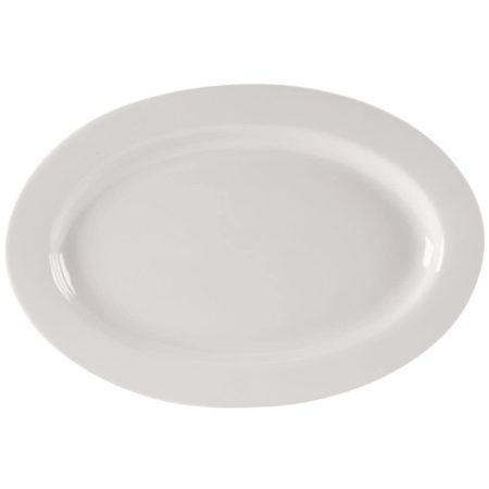 Yanco RE-19 Recovery Oval Platter, 13.5" x 9.5", China, American White Color, Pack of 12 - by Celebrate Festival Inc
