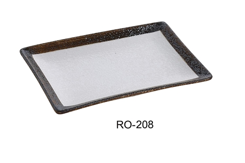 Yanco RO-208 ROCKEYE 8" Rectangular Plate, 5.5" Width, China, Two-Tone, Pack of 36 - by Celebrate Festival Inc