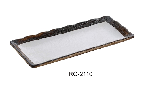 Yanco RO-2110 ROCKEYE, 10" RECTANGULAR SUSHI PLATE, 10" Length, 4.25" Width, China, Two-Tone, Pack of 24 - by Celebrate Festival Inc