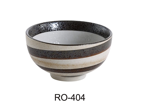 Yanco RO-404 ROCKEYE, 4.375" RICE BOWL, Round, 9 OZ, 2.5" Height, China, Two-Tone, Pack of 36 - by Celebrate Festival Inc