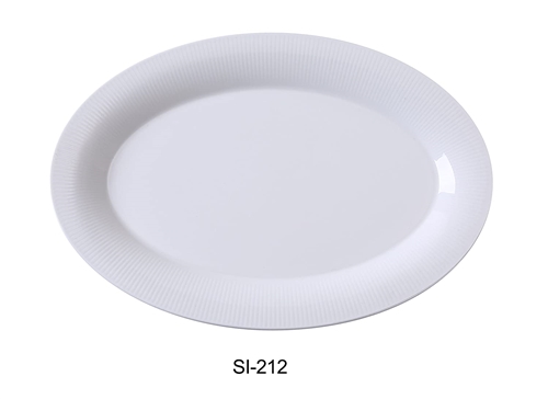 Yanco SI-212 Siena Collection 12" X 8.75" Platter, Bone White, Porcelain (Pack of 12) - by Celebrate Festival Inc