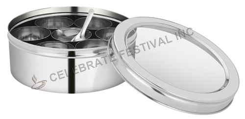Masala Dabba / Spice Tin Box See Through Lid- made available by Celebrate Festival Inc