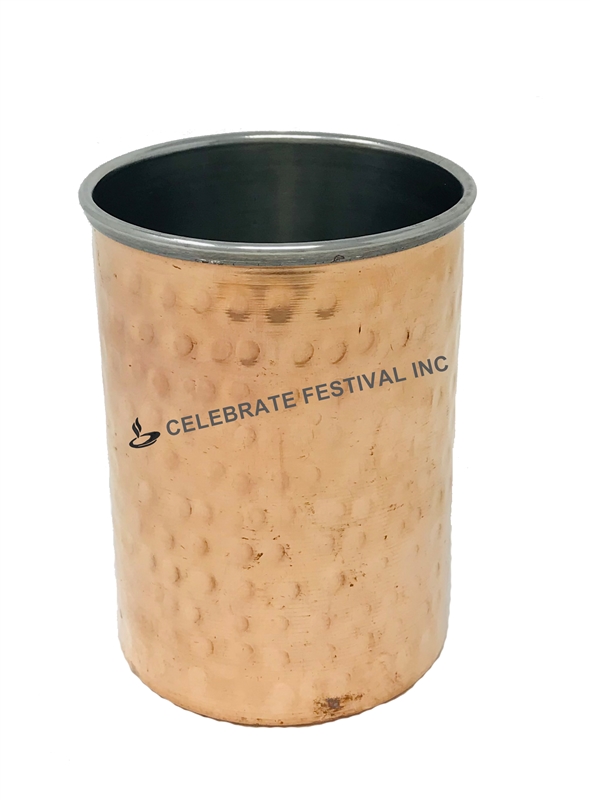Copper/Stainless  Amrapali ,Round,straight Glass - 12 Oz - By Celebrate Festival Inc, ,