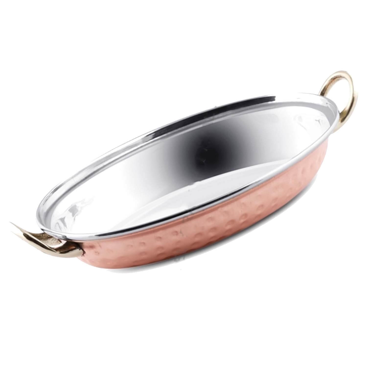 Oval Copper & Steel EntrÃ©e Dish Welded Handle