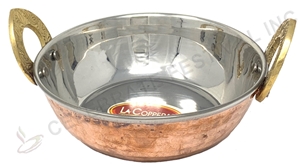 Hammered Copper Stainless Steel Kadai (Karahi) Bowl # 2 - 16 Oz.