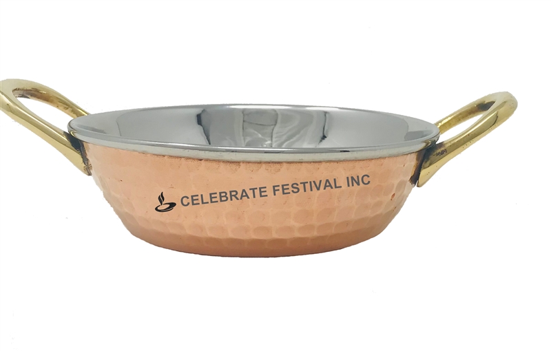 Copper/Stainless Steel Kadai welded handle- 12 Oz - By Celebrate Festival Inc