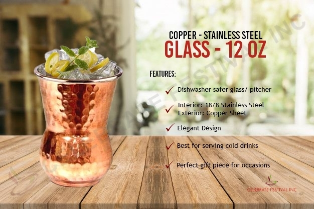 Copper/Stainless Steel Glass - 12 Oz - By Celebrate Festival Inc