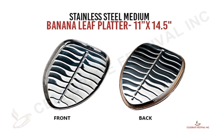 Stainless Steel Banana Leaf Platter Large Thali- By Celebrate Festival Inc