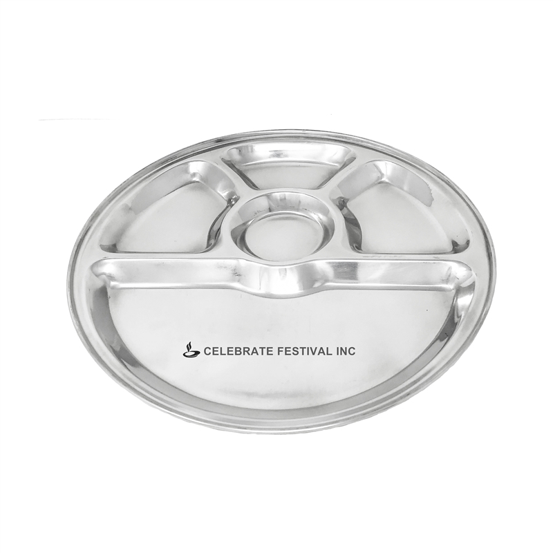 Stainless Steel Round Thali Mess Tray - 12.5" - made available by Celebrate Festival Inc