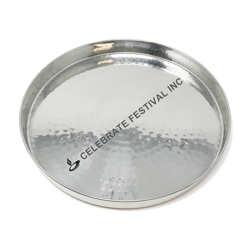 Stainless Steel Sovereign Thali Hammered 13" made available by Celebrate Festival Inc