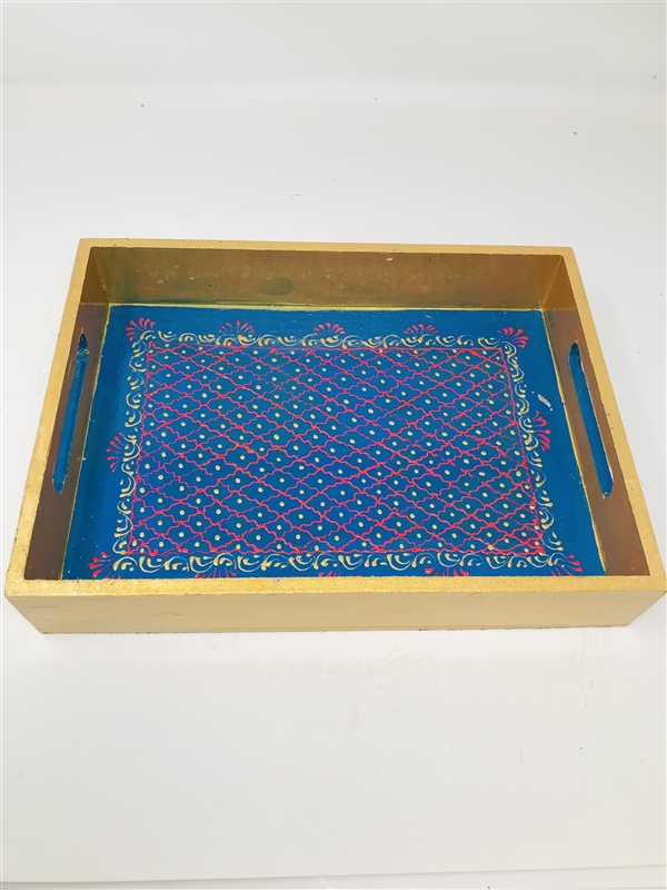 Serving Tray - Beautifully Hand Painted with traditional Rajasthani/ Mughal art - by Celebrate Festival Inc