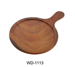 Yanco WD-1113 Wooden Tray 9" Round Tray with Handle, Melamine, Brown Color, Wood-Look - by Celebrate Festival Inc
