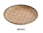 Yanco WD-910 Wooden Tray 9" Deep Round Plate, Melamine, Brown Color, Bamboo Look - by Celebrate Festival Inc