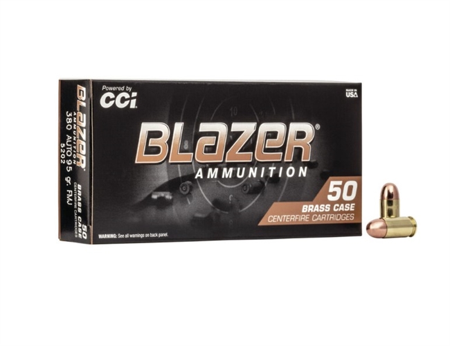 .380 AUTO  / 95 GR BRASS FMJ / 50 RDS / BLAZER **NO LIMITS**