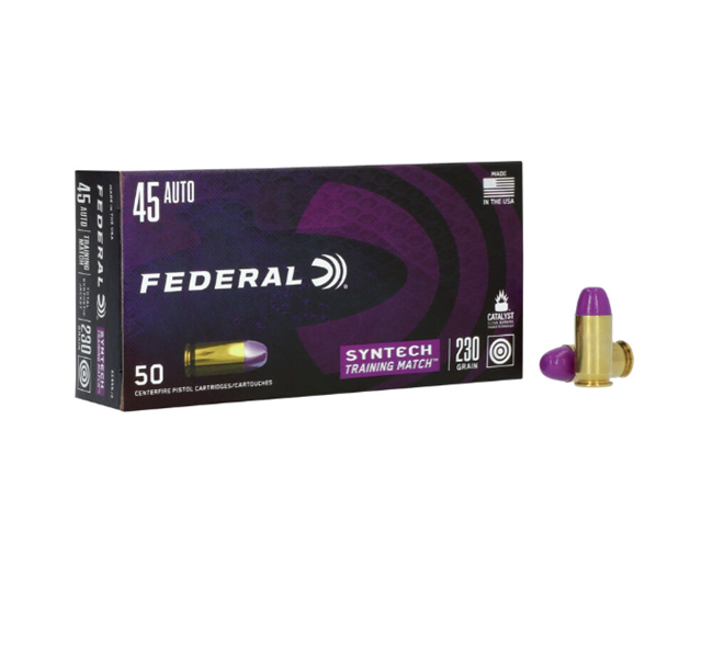 .45 AUTO / 230 GR SYNTECH TRAINING MATCH TOTAL SYNTHETIC JACKET / 50 RDS / FEDERAL **NO LIMITS**