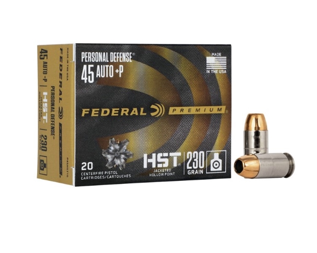 .45 ACP+P / 230 GR PREMIUM JHP PERSONAL DEFENSE HST / 20 RDS / FEDERAL **NO LIMITS**