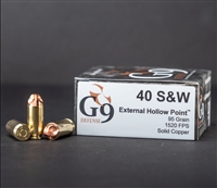 .40 S&W / 95 GR SOLID COPPER EXTERNAL HOLLOW POINT / 20 RDS / G9 DEFENSE **NO LIMITS**