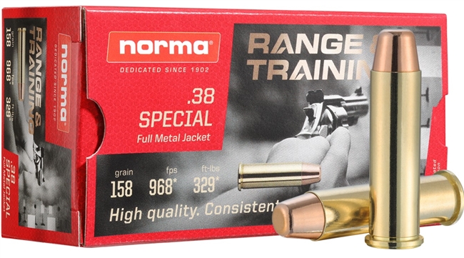 .38 Special / 158gr / Range and Training Brass FMJ / Norma / 50 Rds