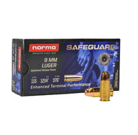 9mm / 115gr / Brass JHP Safeguard Self Defense / Norma / 50 Rds