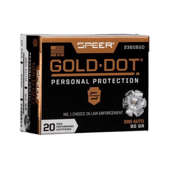 .380 AUTO / 90 GR GOLD DOT PERSONAL PROTECTION / 20 RDS / SPEER **NO LIMITS**