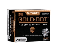 .40 S&W / 165 GR HP GOLD DOT PERSONAL PROTECTION / 20 RDS / SPEER **NO LIMITS**