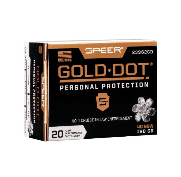 .40 S&W / 180 GR HP GOLD DOT PERSONAL PROTECTION / 20 RDS / SPEER **NO LIMITS**