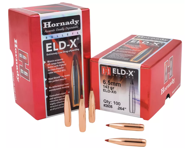 6.5MM 143 GR ELD-X BULLET / 2635 / .264" / 100 COUNT / HORNADY **NO LIMITS**