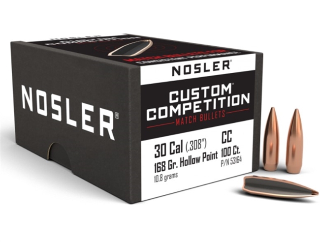 30 CAL / 168 GR HPBT CUSTOM COMPETITION BULLET / .308" / 100 COUNT / NOSLER **NO LIMITS**