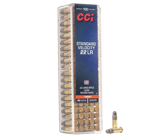 .22 LR / 40 GR STANDARD VELOCITY ROUND NOSE / 100 RDS / CCI **NO LIMITS**