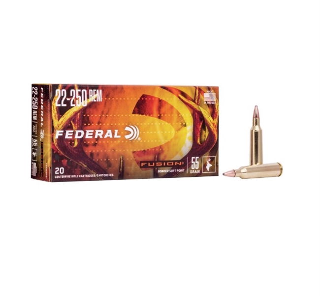 22-250 / 55 GR FUSIONÂ® SOFT POINT / 20 RDS / FEDERAL **NO LIMITS**
