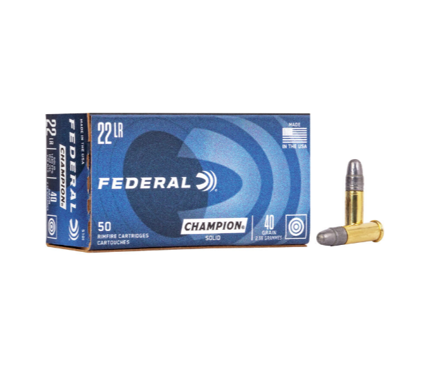 .22 LR / 40 GR CHAMPION TRAINING SOLID LEAD ROUND NOSE / 50 RDS / FEDERAL **NO LIMITS**