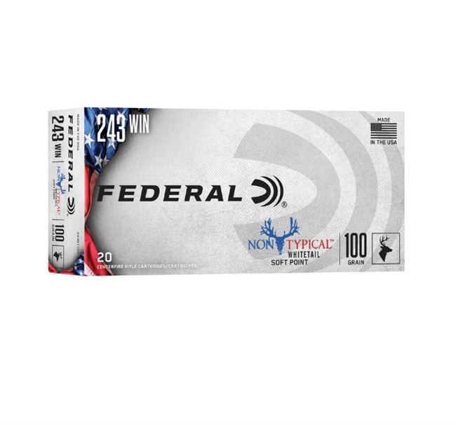 .243 WIN / 100 GR  NON TYPICALÂ® WHITETAIL SOFT POINT / 20 RDS / FEDERAL **NO LIMITS**