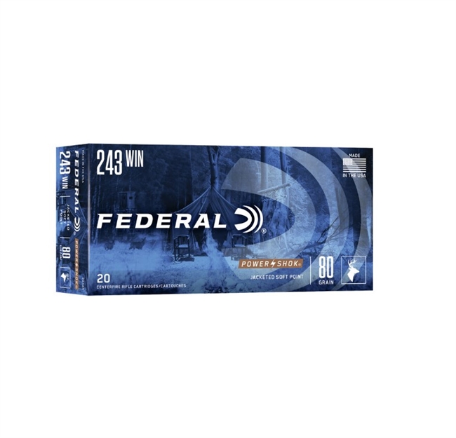 .243 WIN / 80 GR JSP POWER-SHOKÂ® / 20 RDS  / FEDERAL **NO LIMITS**