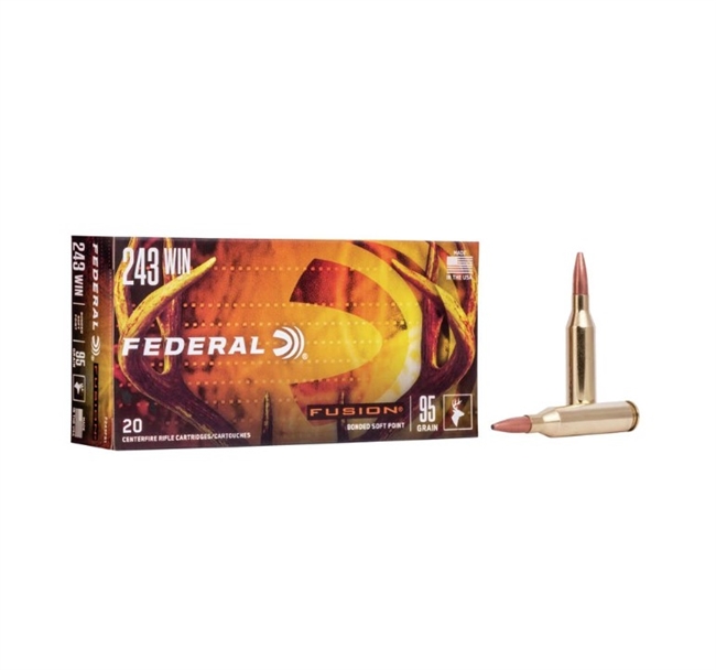 .243 WIN / 95 GR FUSIONÂ® SOFT POINT / 20 RDS / FEDERAL **NO LIMITS**