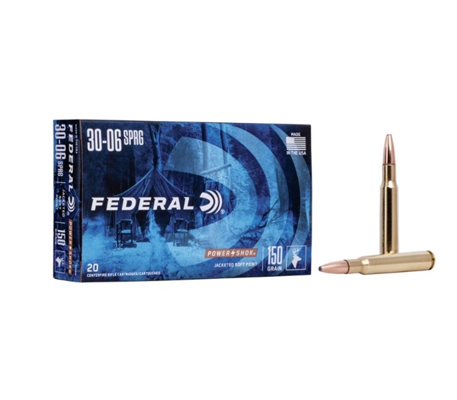 .30-06 / 150 GR JACKETED SOFT POINT POWER-SHOK / 20 RDS / FEDERAL **NO LIMITS**