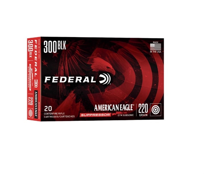 .300 AAC BLACKOUT / 220 GR AMERICAN EAGLEÂ® SUPPRESSOR OTM SUBSONIC / 20 RDS / FEDERAL **NO LIMITS**